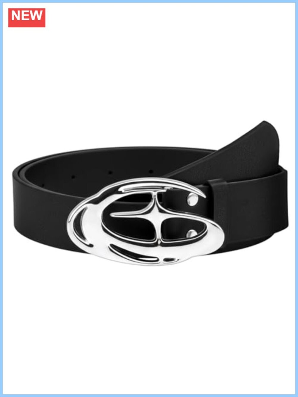 Studded Belt Faux Leather Y2K Double Grommet Star Buckle Punk Goth Unisex